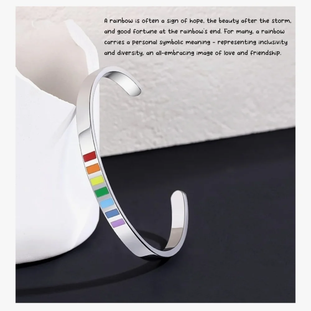 Silver Rainbow Cuff Bracelet